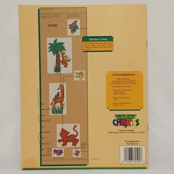 Jungle Pals Grow Chart Cross Stitch Leaflet Book Color Charts 30502 Giraffe - Picture 3 of 7